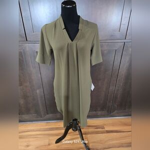 Olive Green Casual Shift Dress